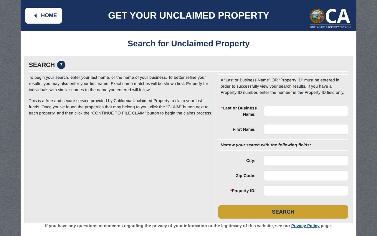 Diamond Bar people search with California unclaimed property records