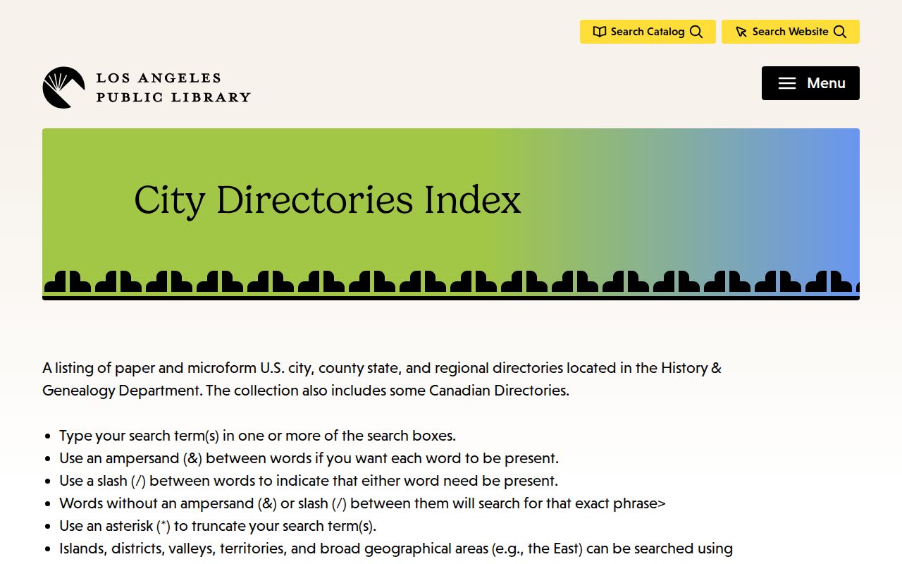 Diamond Bar people directories LAPL city directories index