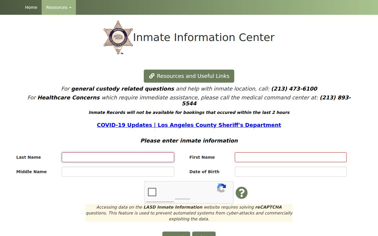 Diamond Bar public records LASD inmate locator